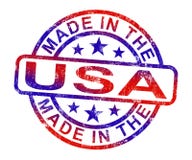 Made In USA Stamp Shows American Products Or Produce Stock Images Made In USA Stamp Shows American Products Or Produce Stock Images