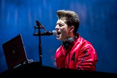 Mark Ronson famous musician, DJ, singer, songwriter and record producer perform in concert at Dcode Music Festival royalty free stock images Mark Ronson famous musician, DJ, singer, songwriter and record producer perform in concert at Dcode Music Festival royalty free stock images