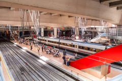 MADRID SPAIN - JUNE 23, 2015: Atocha Station royalty free stock photos MADRID SPAIN - JUNE 23, 2015: Atocha Station royalty free stock photos