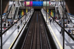 Madrid subway station train with colors royalty free stock photo Madrid subway station train with colors royalty free stock photo