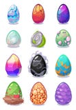 Magic dragon vector colored eggs painted with rainbow pattern multi colored Dragon Easter eggs collection for game Stock Image Magic dragon vector colored eggs painted with rainbow pattern multi colored Dragon Easter eggs collection for game Stock Image