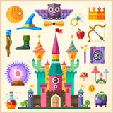 Magic and fairy tale. Magic Castle. Vector flat icon and illustrations Magic and fairy tale. Magic Castle. Vector flat icon and illustrations