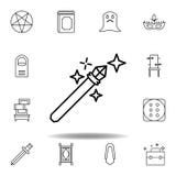 magic wand outline icon. elements of magic illustration line icon. signs, symbols can be used for web, logo, mobile app, UI, UX vector illustration magic wand outline icon. elements of magic illustration line icon. signs, symbols can be used for web, logo, mobile app, UI, UX vector illustration