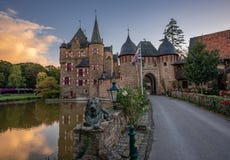 Magical Burg Satzvey German medieval castle at sunset. stock images Magical Burg Satzvey German medieval castle at sunset. stock images