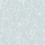 Magnolia.Floral vector background in line style. Seamless pattern. Branches with flowers of magnolia. Modern trendy graphic design stock illustration Magnolia.Floral vector background in line style. Seamless pattern. Branches with flowers of magnolia. Modern trendy graphic design stock illustration