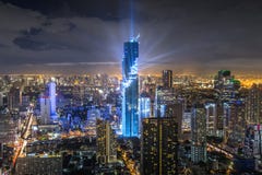 Mahanakorn tower at Bangkok city with skyline at night, Thailand Royalty Free Stock Photo Mahanakorn tower at Bangkok city with skyline at night, Thailand Royalty Free Stock Photo