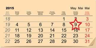 9 mai Victory Day Calendrier illustration stock 9 mai Victory Day Calendrier illustration stock