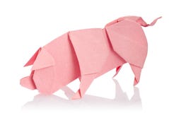 Maiale rosa degli origami illustrazione di stock Maiale rosa degli origami illustrazione di stock
