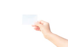 Main de femme jugeant le papier blanc d'isolement sur le fond blanc images libres de droits Main de femme jugeant le papier blanc d'isolement sur le fond blanc images libres de droits