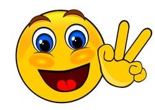 Main de paix d'émoticônes de sourire illustration stock Main de paix d'émoticônes de sourire illustration stock