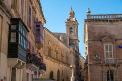 Main Street of Mdina with balcony, Malta, Europe, mediterranean Royalty Free Stock Image Main Street of Mdina with balcony, Malta, Europe, mediterranean Royalty Free Stock Image