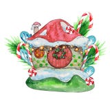 Maison de neige, illustration d'aquarelle d'une maison mignonne illustration stock Maison de neige, illustration d'aquarelle d'une maison mignonne illustration stock