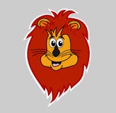 Majcheru lew ono uśmiecha się na popielatej tło głowie royalty ilustracja Majcheru lew ono uśmiecha się na popielatej tło głowie royalty ilustracja