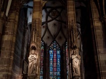 Majestic Interiior Of Strasbourg Cathedral With No Persons Inside Stock Photos