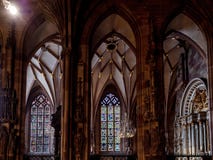 Majestic Interiior Of Strasbourg Cathedral With No Persons Inside Royalty Free Stock Photo