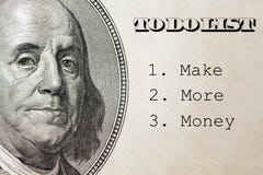 Make More Money in To Do List, business concept on dollar background royalty free stock image Make More Money in To Do List, business concept on dollar background royalty free stock image