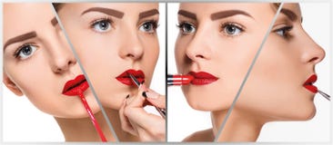 The make-up collage. Professional details Royalty Free Stock Images The make-up collage. Professional details Royalty Free Stock Images