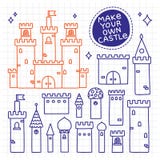 Make your own castle. Hand drawn doodle tower stock illustration Make your own castle. Hand drawn doodle tower stock illustration