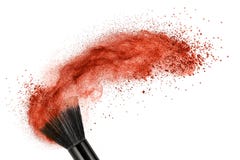 Makeup brush with red powder isolated royalty free stock images Makeup brush with red powder isolated royalty free stock images