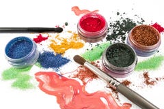 Makeup. Make-up Set. Brush. colorful Glitter. lipgloss, rouge, eyeshadows, on a white background royalty free stock image Makeup. Make-up Set. Brush. colorful Glitter. lipgloss, rouge, eyeshadows, on a white background royalty free stock image