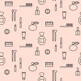 Makeup objects and products seamless pattern. stock illustration Makeup objects and products seamless pattern. stock illustration