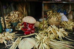Making Caping called Tanggui traditional Banjar hat, royalty free stock photos Making Caping called Tanggui traditional Banjar hat, royalty free stock photos