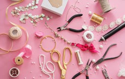 Making Of Handmade Jewelry. Bead Making Accessories Royalty Free Stock Images Making Of Handmade Jewelry. Bead Making Accessories Royalty Free Stock Images