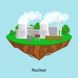 Maktbransch för alternativ energi, kärnkraftverkfabrikselektricitet på ett ekologibegrepp för grönt gräs stock illustrationer Maktbransch för alternativ energi, kärnkraftverkfabrikselektricitet på ett ekologibegrepp för grönt gräs stock illustrationer