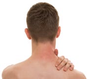 Male Back Neck Ache isolated on white - REAL Anatomy royalty free stock photo Male Back Neck Ache isolated on white - REAL Anatomy royalty free stock photo
