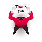 The male character, a man, is holding a poster that says `Thank you.` Vector illustration. vector illustration The male character, a man, is holding a poster that says `Thank you.` Vector illustration. vector illustration