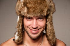 Male in fur hat Stock Image Male in fur hat Stock Image