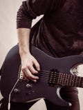 Male Hands Playing Electric Guitar Royalty Free Stock Image