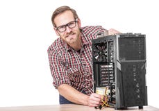 Male technician with computer stock image Male technician with computer stock image