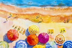 Malereiaquarellmeerblick bunt von den Liebhabern, Familienurlaub vektor abbildung Malereiaquarellmeerblick bunt von den Liebhabern, Familienurlaub vektor abbildung