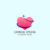 Mall för logo för loppbyrå, med hjärta och landningsbanan royaltyfri illustrationer Mall för logo för loppbyrå, med hjärta och landningsbanan royaltyfri illustrationer