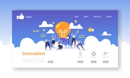Mall för sida för Websiteutvecklingslandning Mobil applikationorientering med plant affärsfolk som rymmer ljusa kulor stock illustrationer Mall för sida för Websiteutvecklingslandning Mobil applikationorientering med plant affärsfolk som rymmer ljusa kulor stock illustrationer