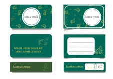 Malplaatje smaragdgroene adreskaartjes met flessen en installaties Bloemenornament en witte matrijzen voor tekst Vectorillustrati royalty-vrije illustratie Malplaatje smaragdgroene adreskaartjes met flessen en installaties Bloemenornament en witte matrijzen voor tekst Vectorillustrati royalty-vrije illustratie