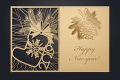 Malplaatjekerstkaarten voor laserknipsel Door het beeld van het silhouetnieuwjaar Vector illustratie vector illustratie Malplaatjekerstkaarten voor laserknipsel Door het beeld van het silhouetnieuwjaar Vector illustratie vector illustratie