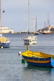 Maltese Luzzu boat at Sliema Creek, Malta royalty free stock photo Maltese Luzzu boat at Sliema Creek, Malta royalty free stock photo