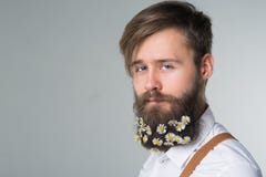Man with beard in white shirt and suspenders stock photography Man with beard in white shirt and suspenders stock photography