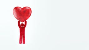A man carries a heart over his head 3d render 3d illustration stock illustration A man carries a heart over his head 3d render 3d illustration stock illustration