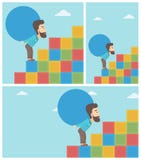 Man carrying concrete ball uphill. Royalty Free Stock Image Man carrying concrete ball uphill. Royalty Free Stock Image
