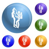 Man climbing mountain icons set vector stock illustration Man climbing mountain icons set vector stock illustration