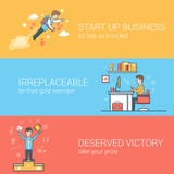 Man clouds Work place trophy Linear Flat business stock illustration Man clouds Work place trophy Linear Flat business stock illustration