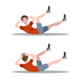Man doing crunches in the gym. Belly burn. Workout. Guy make exercise. ABS workout. Healthy and active lifestyle. Isolated vector illustration royalty free illustration Man doing crunches in the gym. Belly burn. Workout. Guy make exercise. ABS workout. Healthy and active lifestyle. Isolated vector illustration royalty free illustration