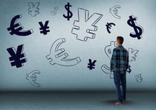man in front of money on wall Royalty Free Stock Photography man in front of money on wall Royalty Free Stock Photography