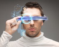 Man in futuristic glasses stock images Man in futuristic glasses stock images