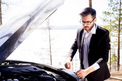 Man had a car breakdown stock image Man had a car breakdown stock image