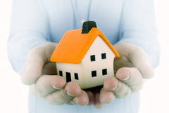Man Holding A Small House Stock Images Man Holding A Small House Stock Images