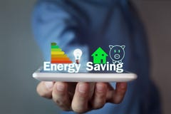 Man Holding Energy Saving Concept. Stock Photography